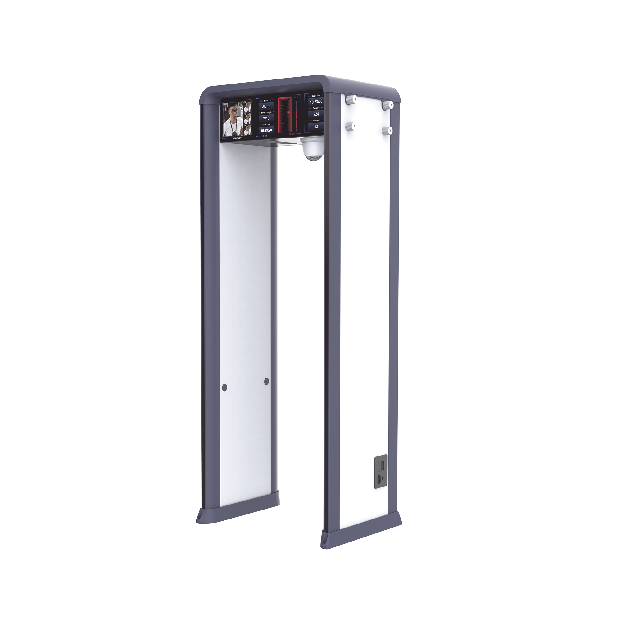 HIKVISION - Arco Detector de Metales con Cámara 4MP y Doble Pantalla 7" y 29" / Hasta 72 Zonas Configurable / Tecnología Anti-Interferencia y Sensibilidad de Última Generación / Conteo de Personas y Alarmas