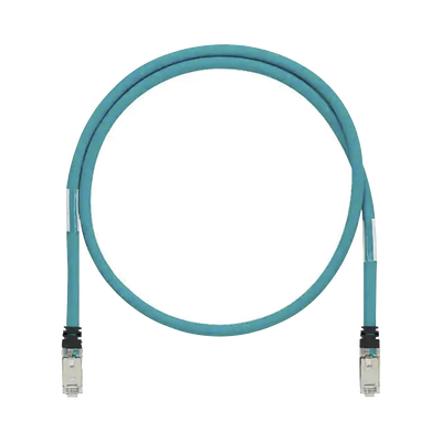 PANDUIT - Patch Cord Cat6A de Grado Industrial 600V, Blindado SF/UTP, Calibre 26 AWG, Color Aqua, 5 Metros (16.40 Pies)