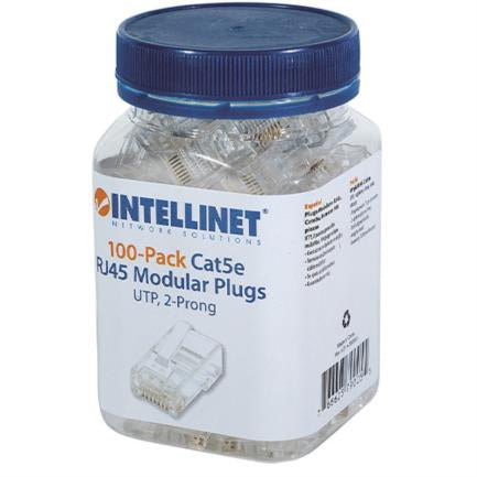 INTELLINET - Plug Intellinet RJ45 Cat 5e UTP Multifilar 15 Micras Bote C/100 Pzas