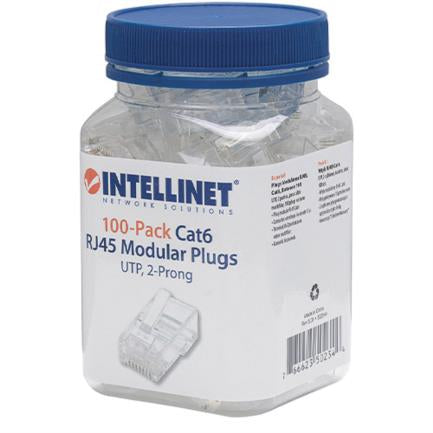 INTELLINET - Plug Intellinet RJ45 Cat 6 UTP Multifilar 15 Micras Bote C/100 Pzas