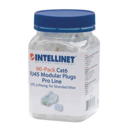 INTELLINET - Plug Intellinet RJ45 Cat6 UTP Multifilar 50 Micras Pro Bote C/90 Pzas