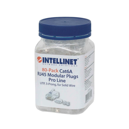 INTELLINET - Plug Intellinet RJ45 Cat6a Sólido Oro 50 Micras Pro UTP Bote C/80 Pzas