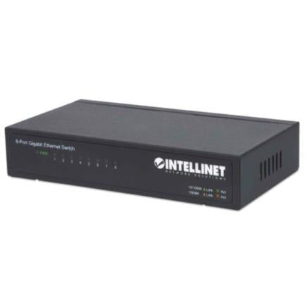 INTELLINET - Switch Intellinet Escritorio Ethernet Gigabit 8 Puertos Color Negro