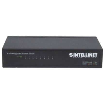 INTELLINET - Switch Intellinet Escritorio Ethernet Gigabit 8 Puertos Color Negro
