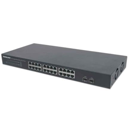 INTELLINET - Switch Intellinet 24 Puertos Gigabit Ethernet con 2 Puertos SFP Montaje en Rack 19"