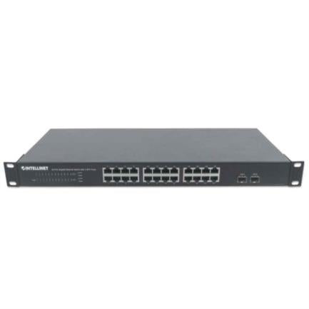 INTELLINET - Switch Intellinet 24 Puertos Gigabit Ethernet con 2 Puertos SFP Montaje en Rack 19"