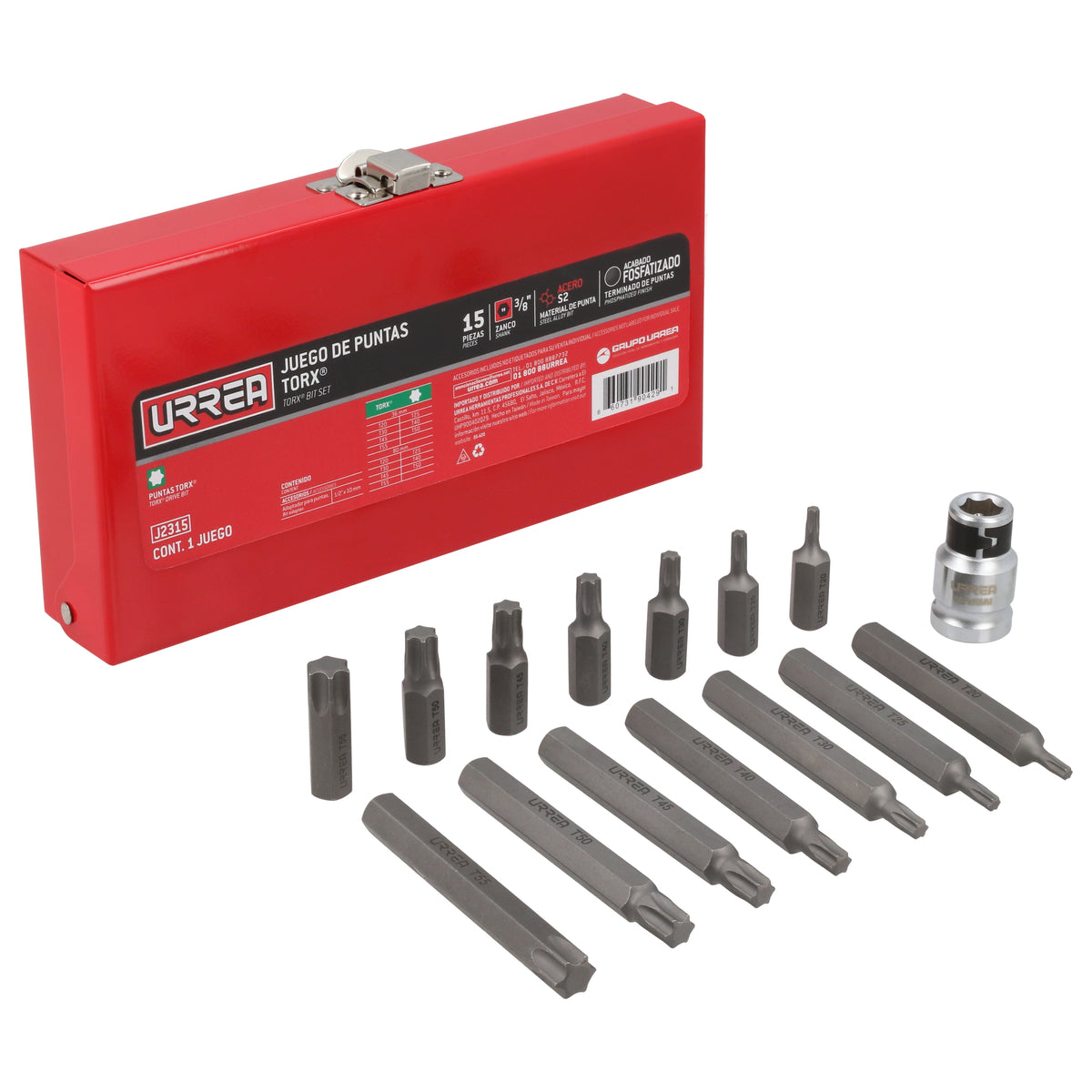 Urrea - Juego de puntas Torx hexágono 3/8 in adpatador 1/2 in