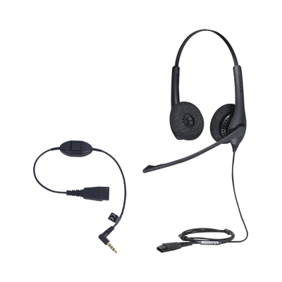 JABRA - KIT, Diadema con cancelación de ruido, con accesorio para conexiones 3.5mm Incluye modelos BIZ-1500-DUO-QD y MOBILE-QD-35MM-Sï»¿