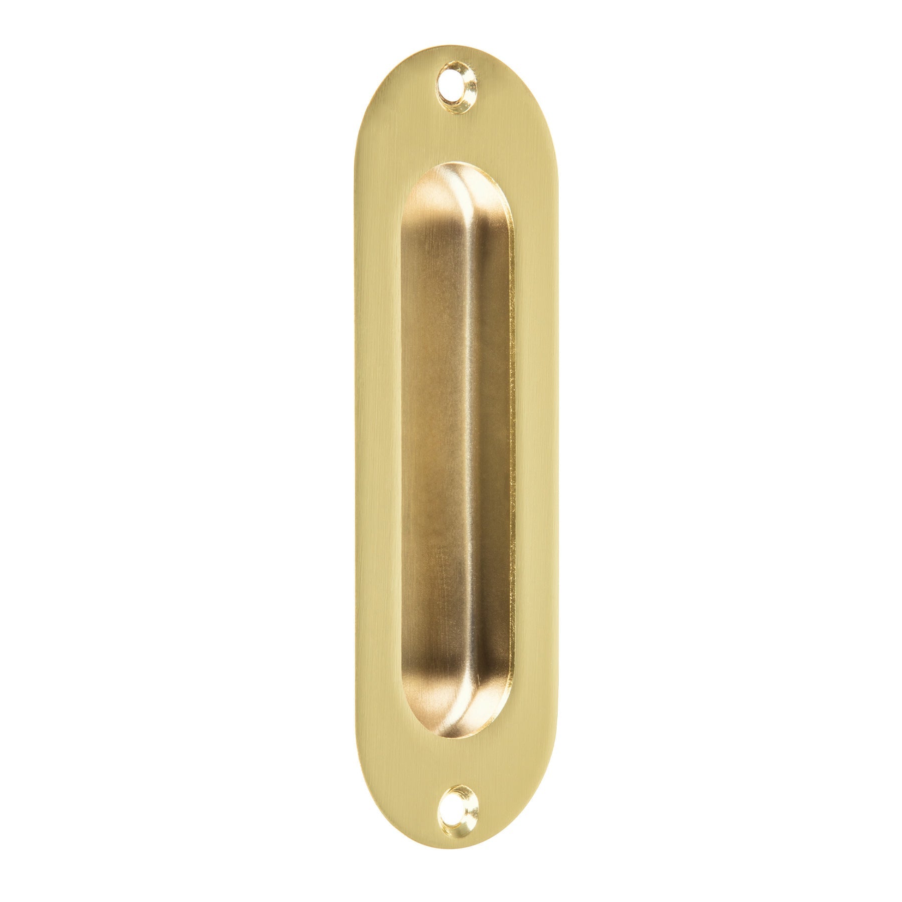 Jaladera de embutir ovalada acabado laton brillante, HERMEX