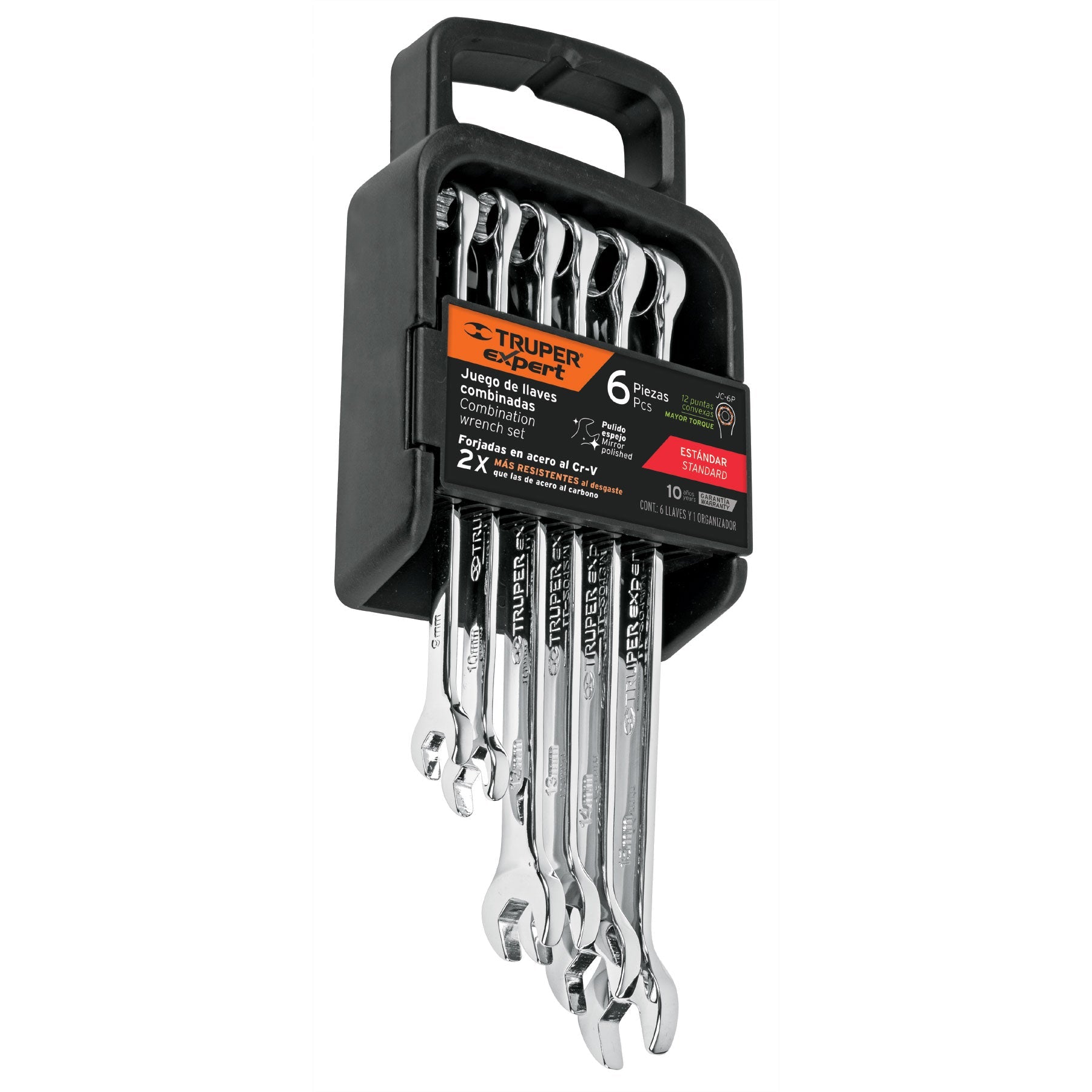 Juego de 6 llaves combinadas extralargas pulidas std, EXPERT
