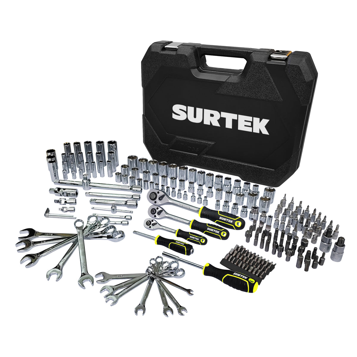 Surtek - Juego combinado de herramienta para mecánico 214 piezas, con maletín plástico