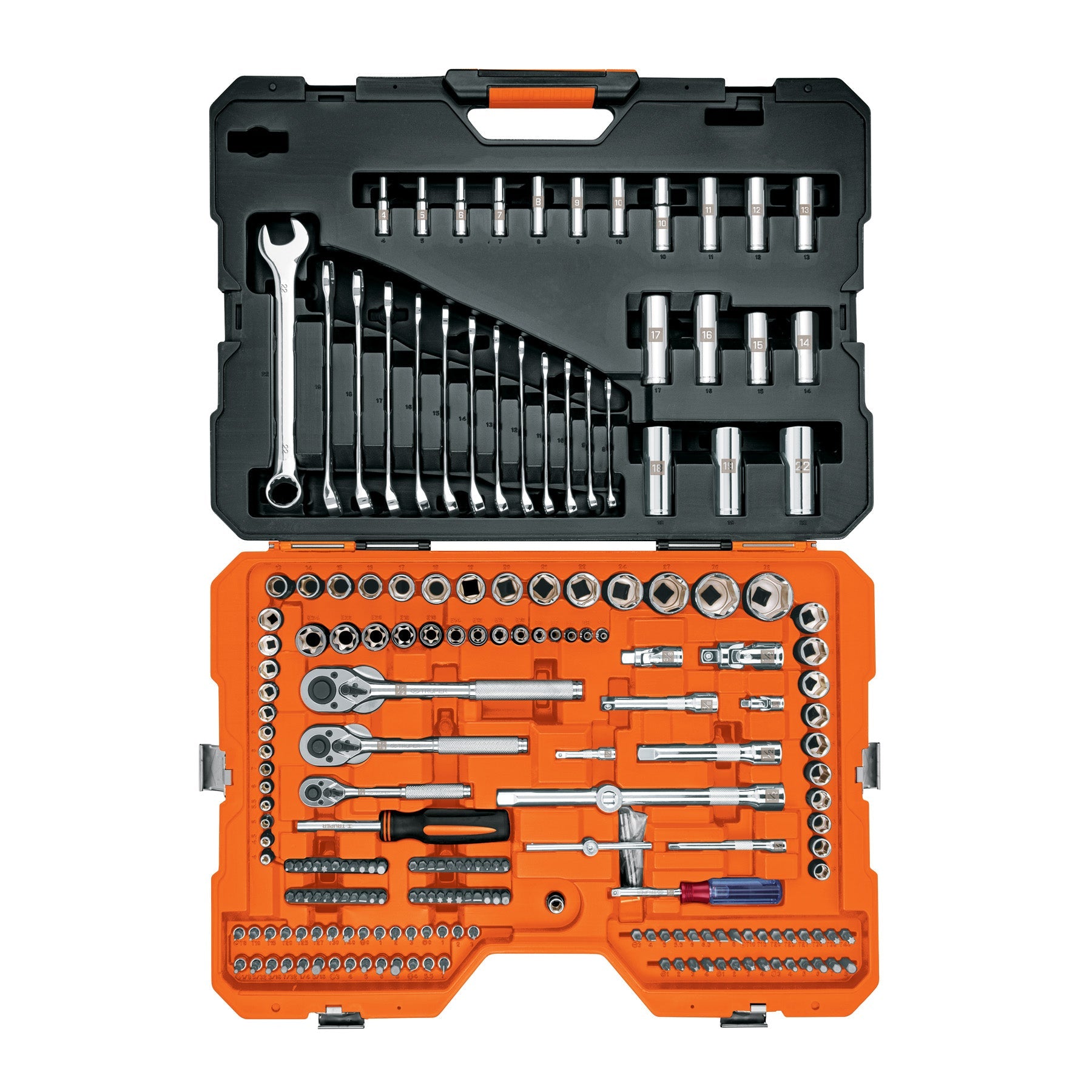Juego 210 herramientas 1/4', 3/8' y 1/2' std y mm p/mecanico