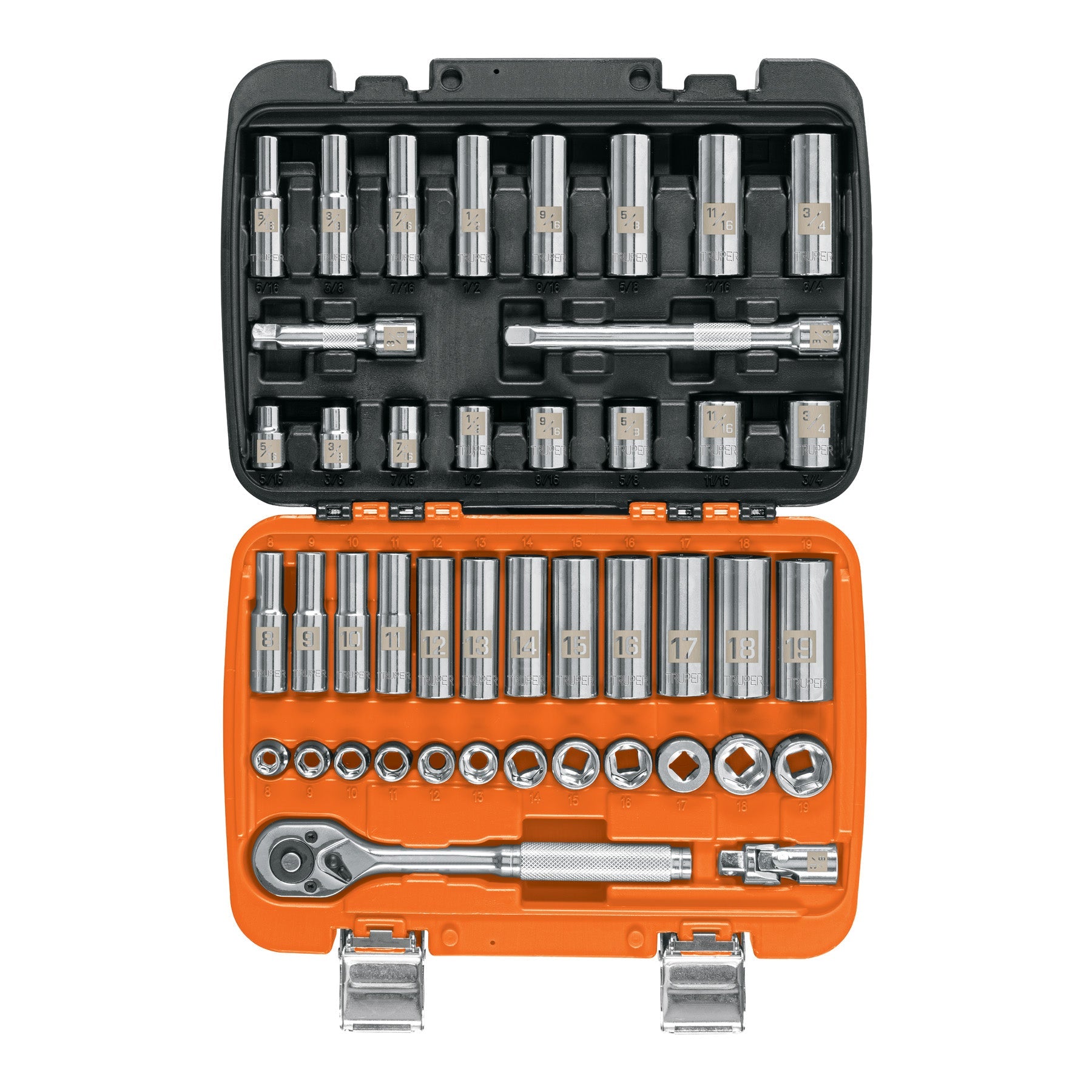 Juego de 45 herramientas cuadro 3/8' std y mm para mecanico