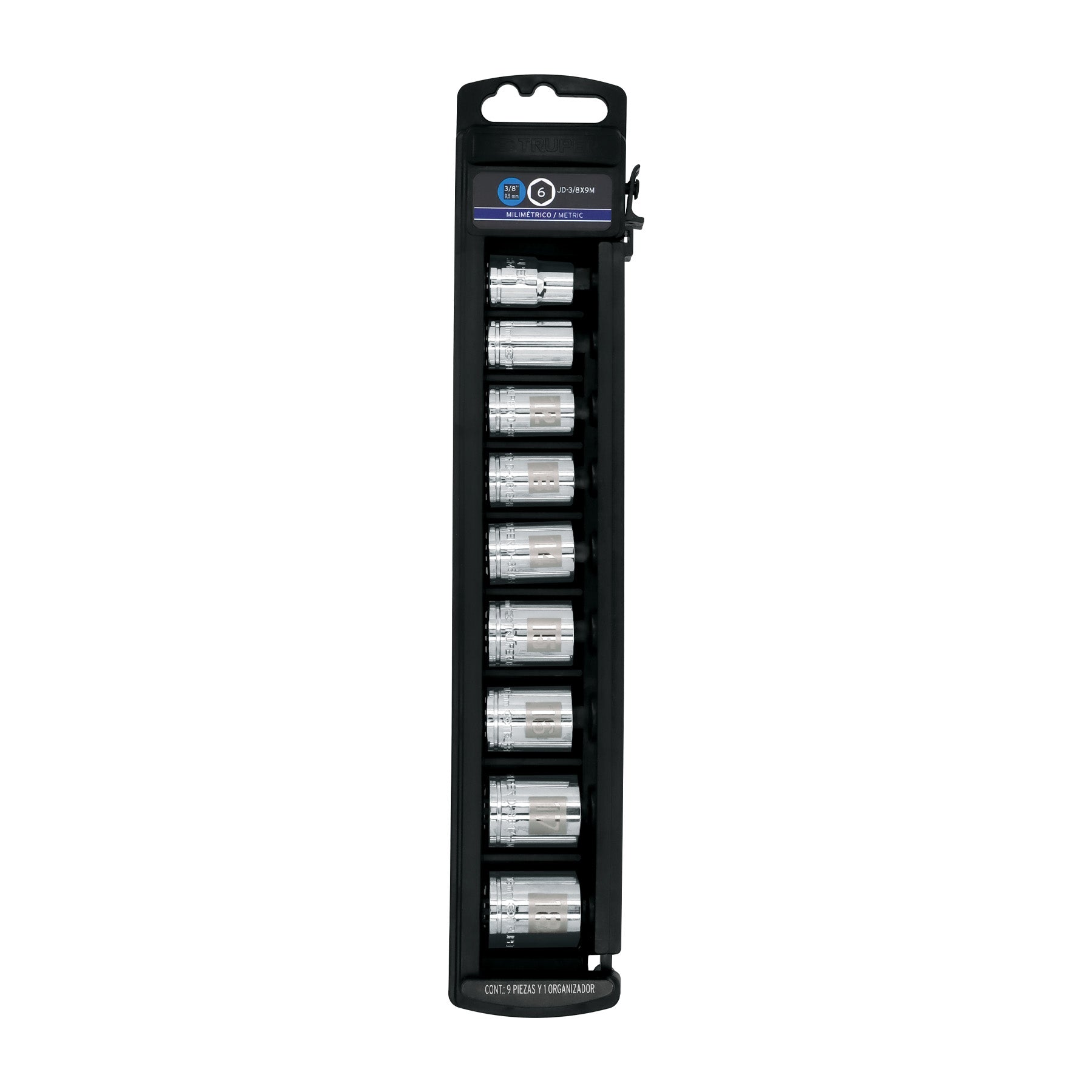 Juego de 9 dados cuadro 3/8' mm, Truper