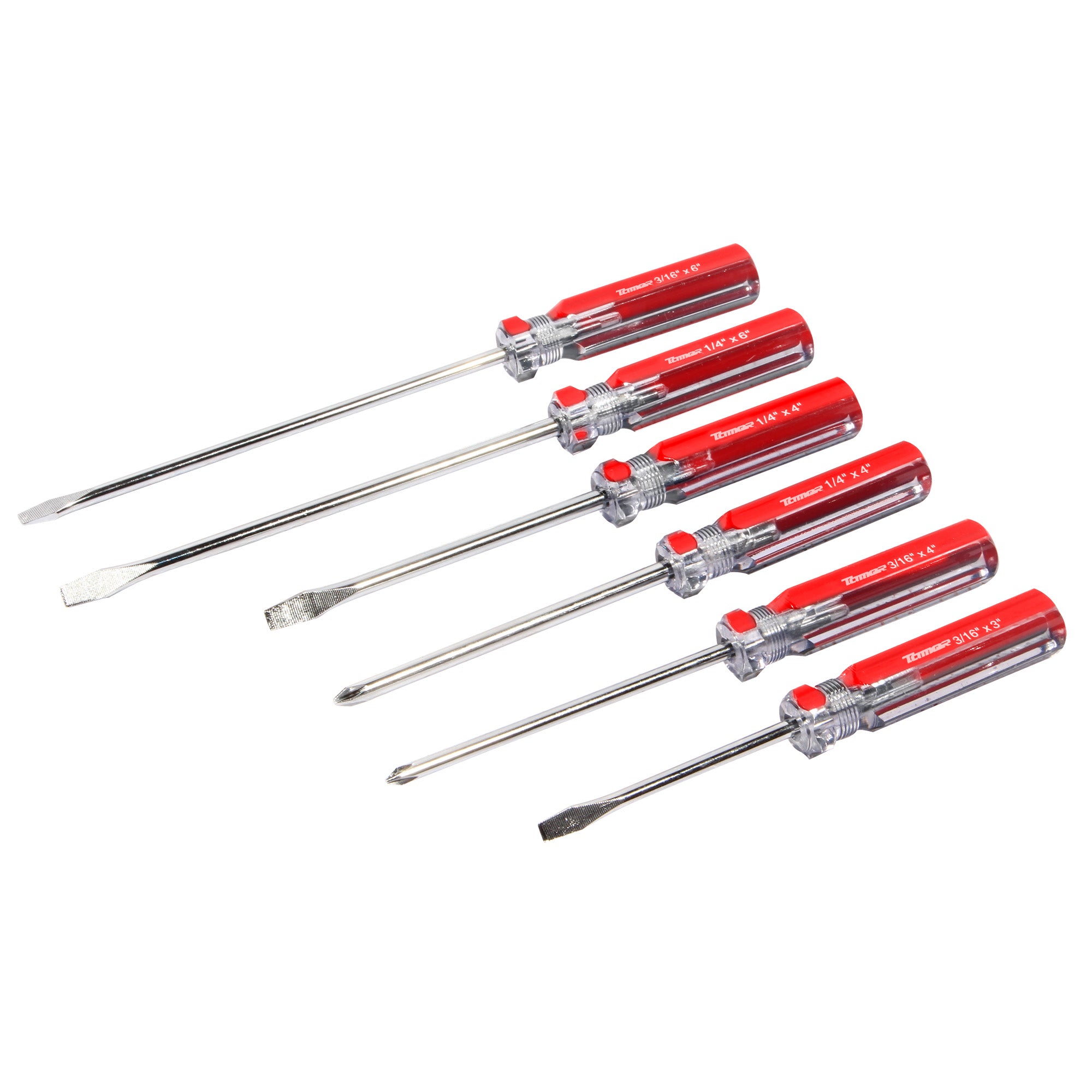 Desarmadores, barra acero cromado, mango PVC (6 pzas)