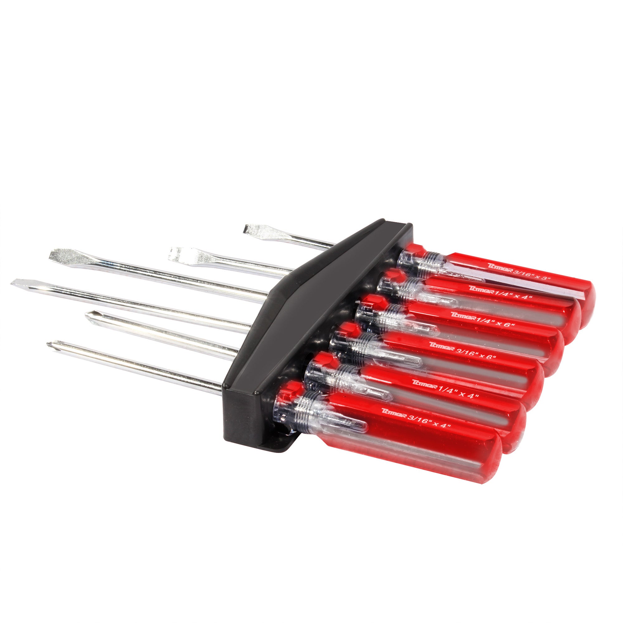 Desarmadores, barra acero cromado, mango PVC (6 pzas)