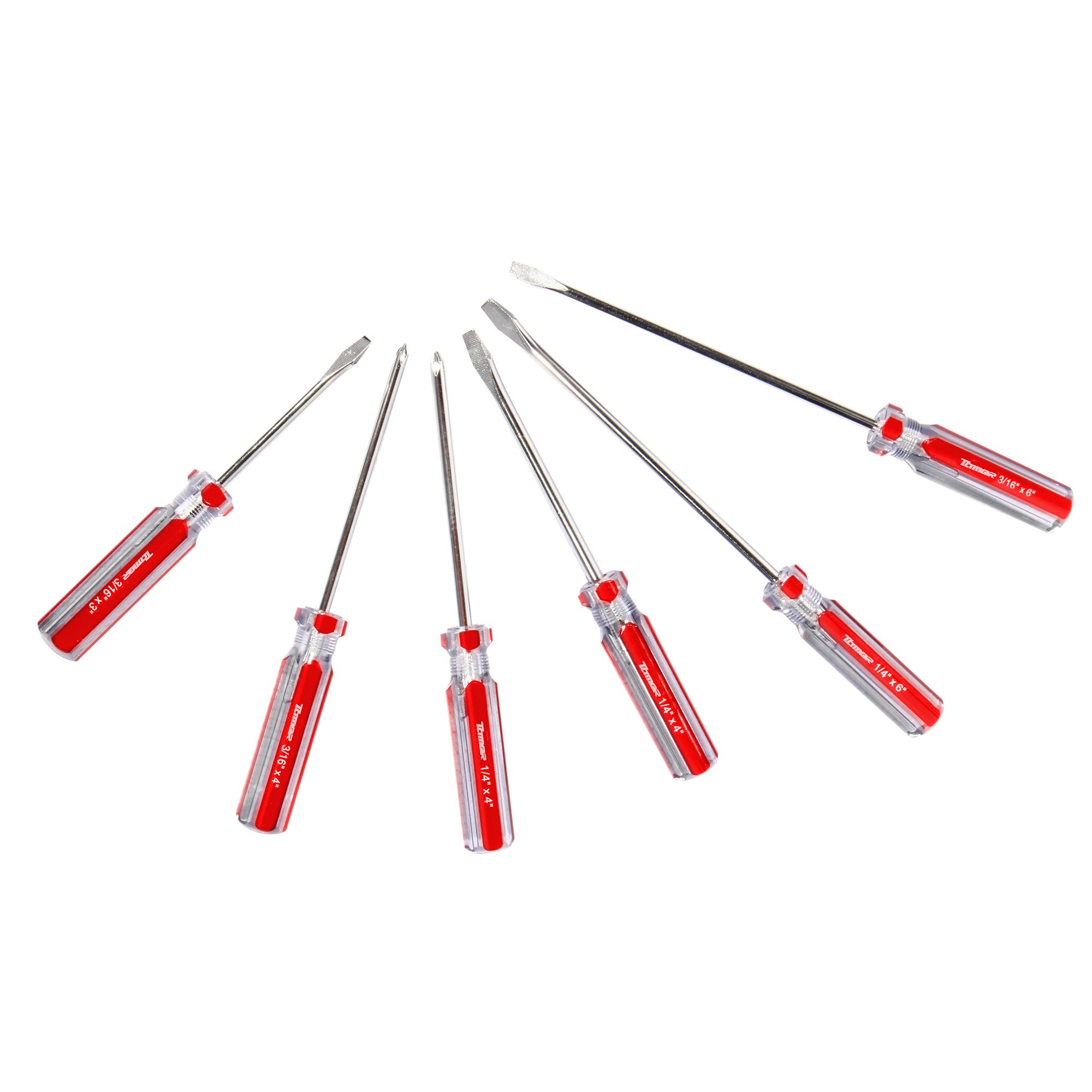 Desarmadores, barra acero cromado, mango PVC (6 pzas)