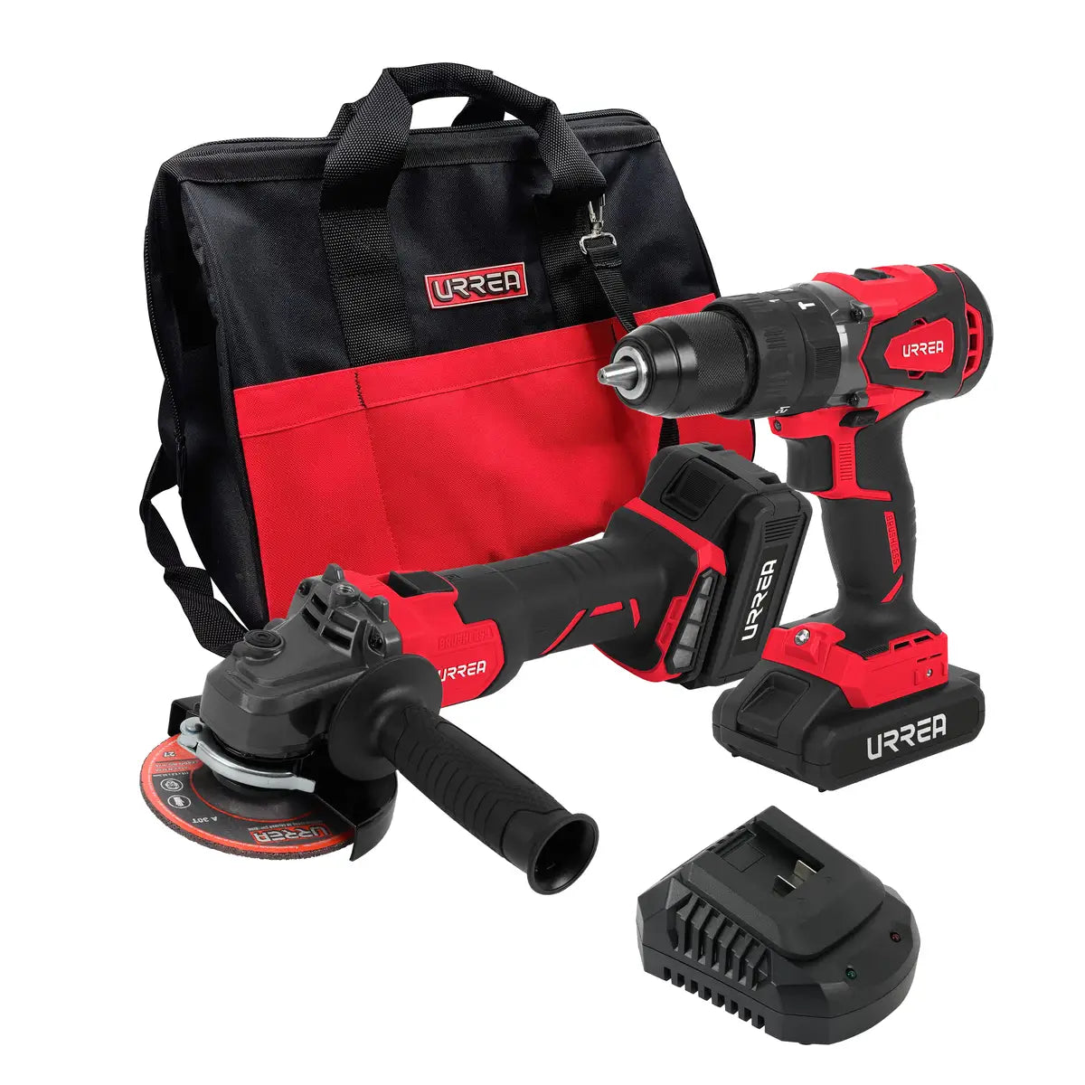 Foy - Juego de rotomartillo y esmeriladora a batería Li-ion 20 V, 2 piezas en mochila