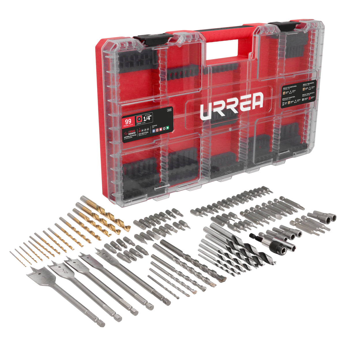 Urrea - Juego de puntas de destornillador y brocas, 99 piezas