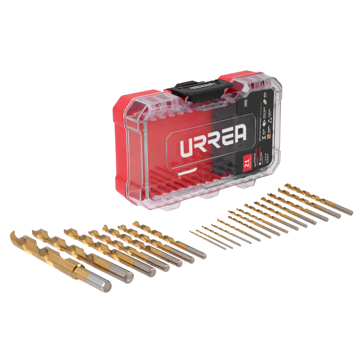 Urrea - Juego de brocas de titanio, 21 piezas