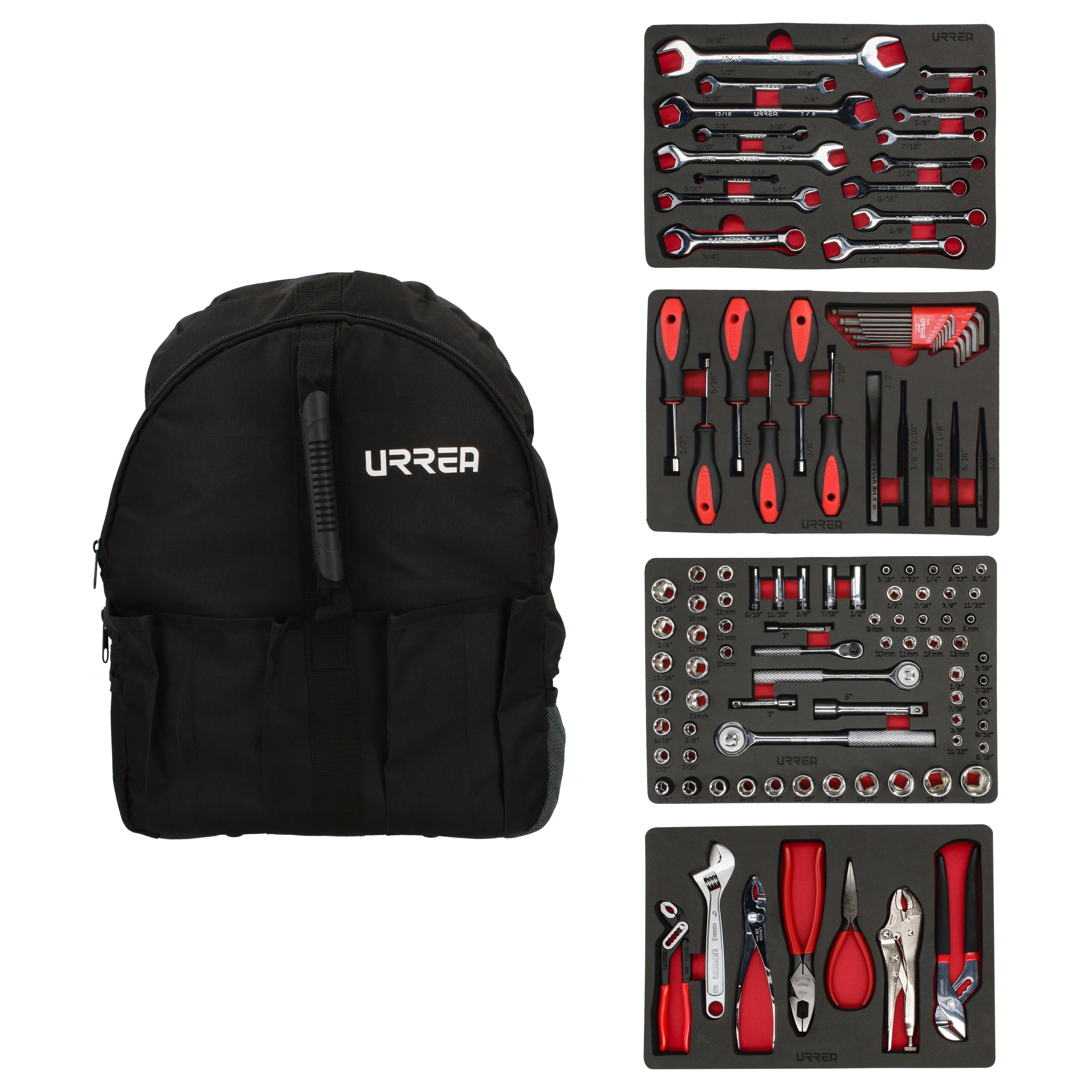 Urrea - Juego combinado de herramienta para mecánico 102 piezas, con mochila