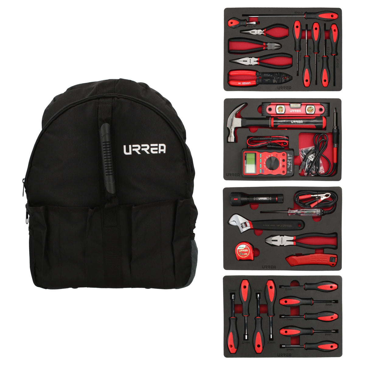 Urrea - Juego combinado de herramienta s para eléctrico 31 piezas, con mochila