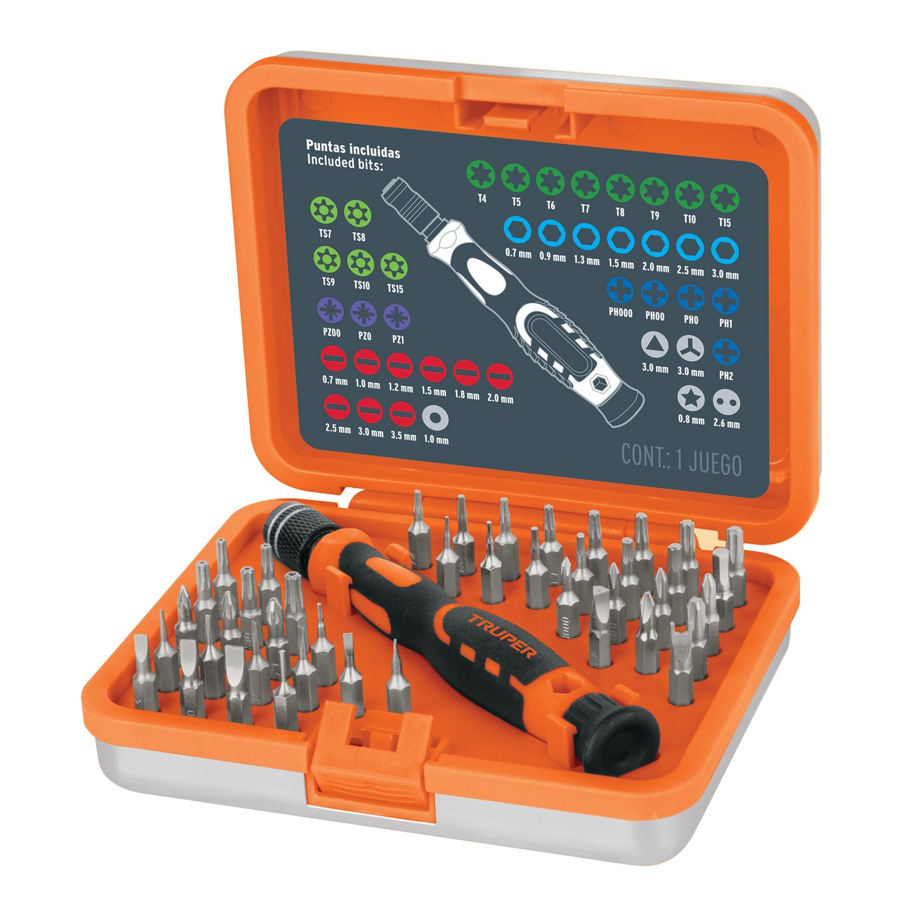Desarmador de precision con 42 puntas intercambiables