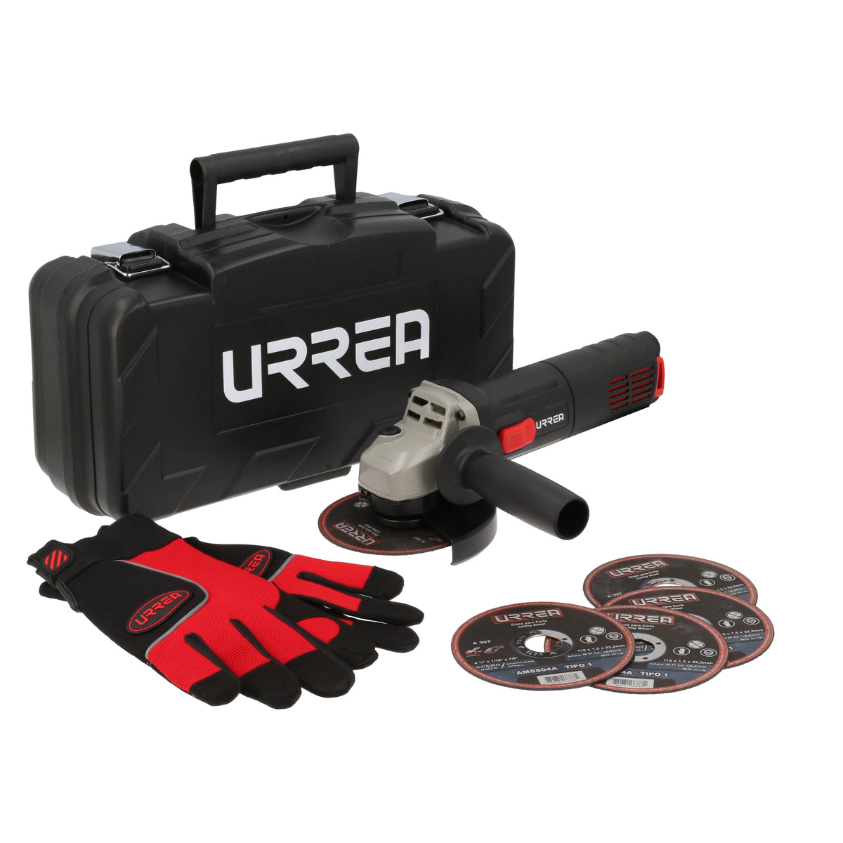 Urrea - Juego de mini esmeriladora con accesorios 7 piezas, con caja plástica