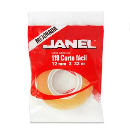 JANEL - Cinta Janel Adhesiva Corte Fácil 119 12mmx33m Transparente 1 Pza