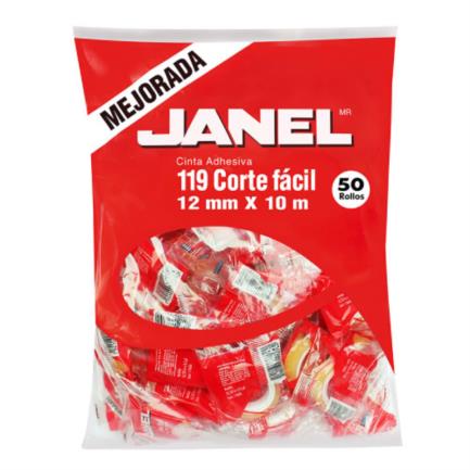 JANEL - Cinta Adhesiva Janel 119 Corte Fácil 12x10mm Bolsa C/50