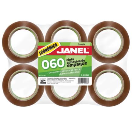 JANEL - Cinta Canela Janel 060 Empaque Adhesivo Hot-Melt 0.048x50m Paquete C/6