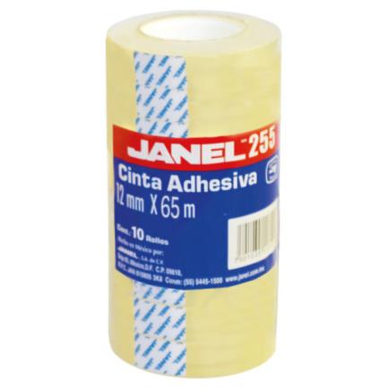 JANEL - Cinta Adhesiva Janel Económica 255 Polipropileno 0.012x65m Torre C/10 Pzas