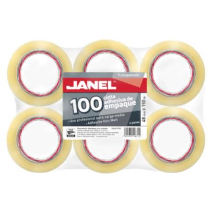 JANEL - Cinta Janel 155 Empaque Transparente 48mmx150m Paquete C/6 Pzas
