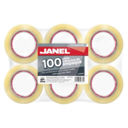 JANEL - Cinta Janel 155 Empaque Transparente 48mmx50m Paquete C/6 Pzas