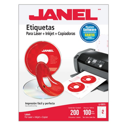 JANEL - ETIQUETA BLANCA JANEL PARA CD/DVD 117MM 25HJS 50 ETIQ