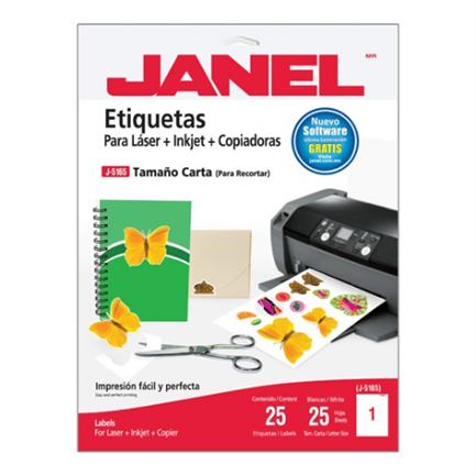 JANEL - Etiquetas Adhesivas Janel Láser J-5165 216x279mm C/25
