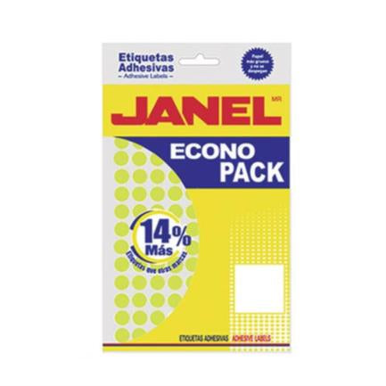 JANEL - Etiquetas Adhesivas Janel Econopack Fluorescente No. 9 00x13mm Color Amarillo Sobre C/1120