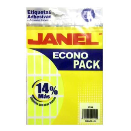 JANEL - Etiquetas Adhesivas Janel Econopack Fluorescente 13x38mm Color Amarillo Sobre C/400