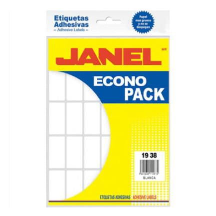 JANEL - Etiquetas Adhesivas Janel Econopack Escolar 19x38mm Color Blanco Sobre C/420