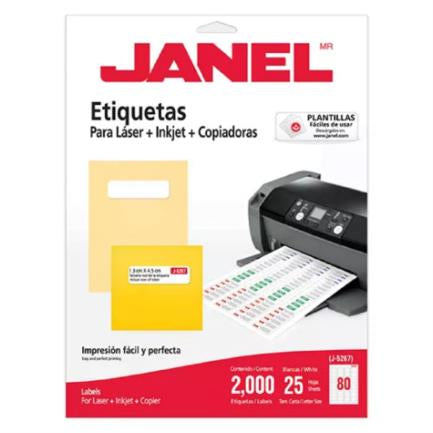 JANEL - Etiquetas Adhesivas Janel Láser J-5267 1.3x4.5cm C/8000