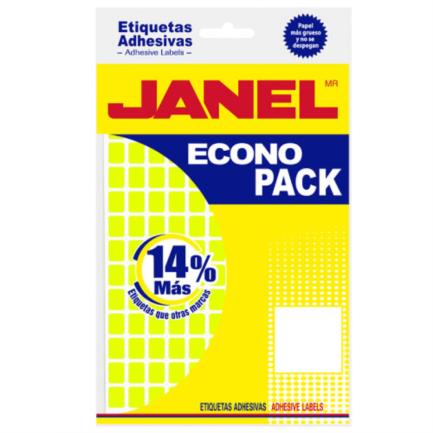 JANEL - Etiquetas Adhesivas Janel Econopack No 4 Amarilla 8mm x 20mm C/1008 Etiquetas por Sobre