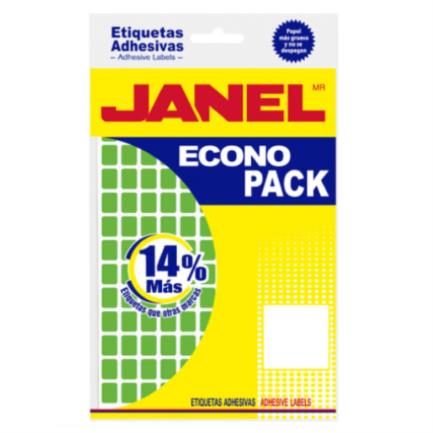 JANEL - Etiquetas Adhesivas Janel Econopack No 4 Verde 8mm x 20mm C/1008 Etiquetas por Sobre