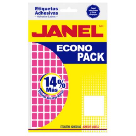 JANEL - Etiquetas Adhesivas Janel Econopack No 4 Rosa 8mm x 20mm C/1008 Etiquetas por Sobre