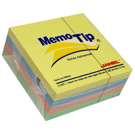 JANEL - PAPELETA JANEL MEMO TIP 54P 3X3 CUBO PASTEL C/400