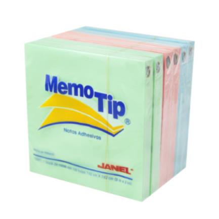 JANEL - Notas Adhesivas Janel Memo Tip Pastel 3x3 100H C/6 Pzas