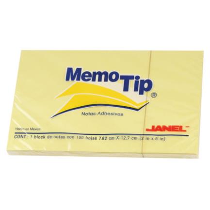 JANEL - Notas Adhesivas Janel Memo Tip 3x5" con 6 blocks de 100 hojas c/u