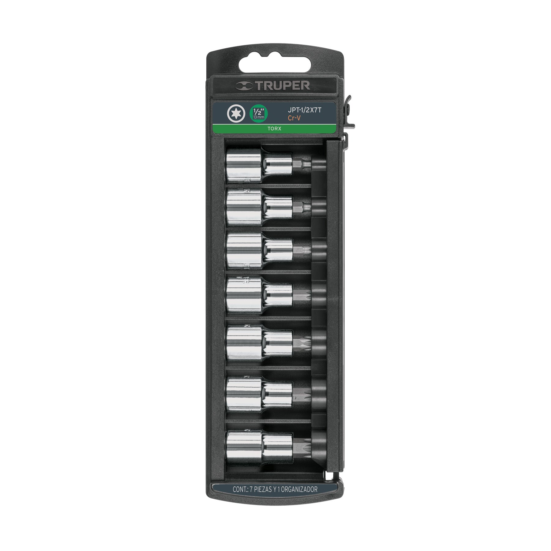 Juego de 7 dados cuadro 1/2' punta torx, Truper