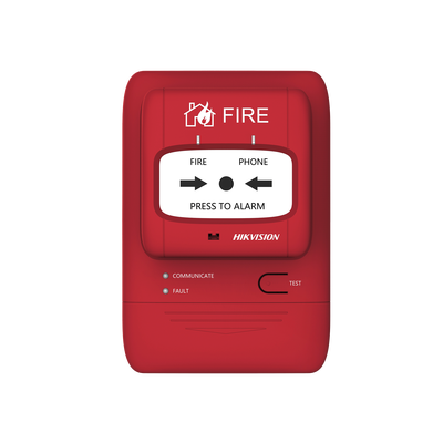 HIKVISION - (HikFire) Botón Manual de Alarma contra Incendios / Comunicación LoRa / Indicador Multicolor / Reseteo con Llave / Instalación en Pared
