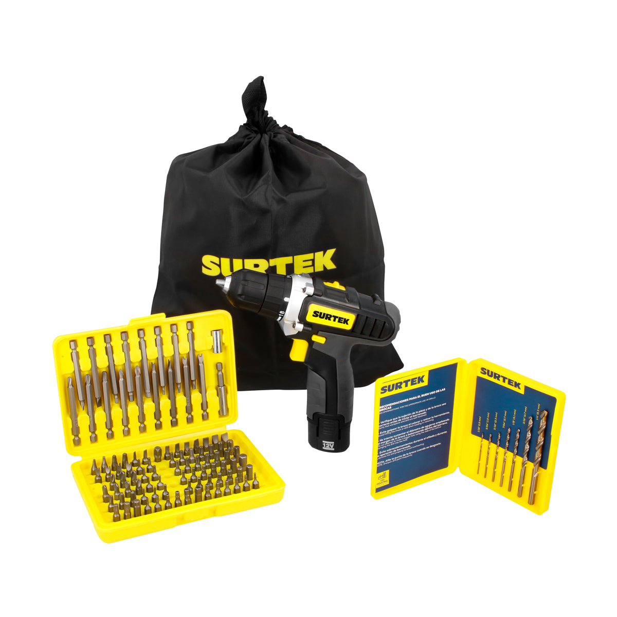 Surtek - Juego combinado de herramienta de taladro con accesorios, 4 piezas
