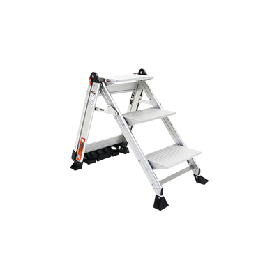 LITTLE GIANT LADDER SYSTEMS - Escalera de Tijera con Punto de Apoyo Anti-caídas de 0.67 m (Nivel de Pie), con Peldaños JUMBO, (SKU 11903).